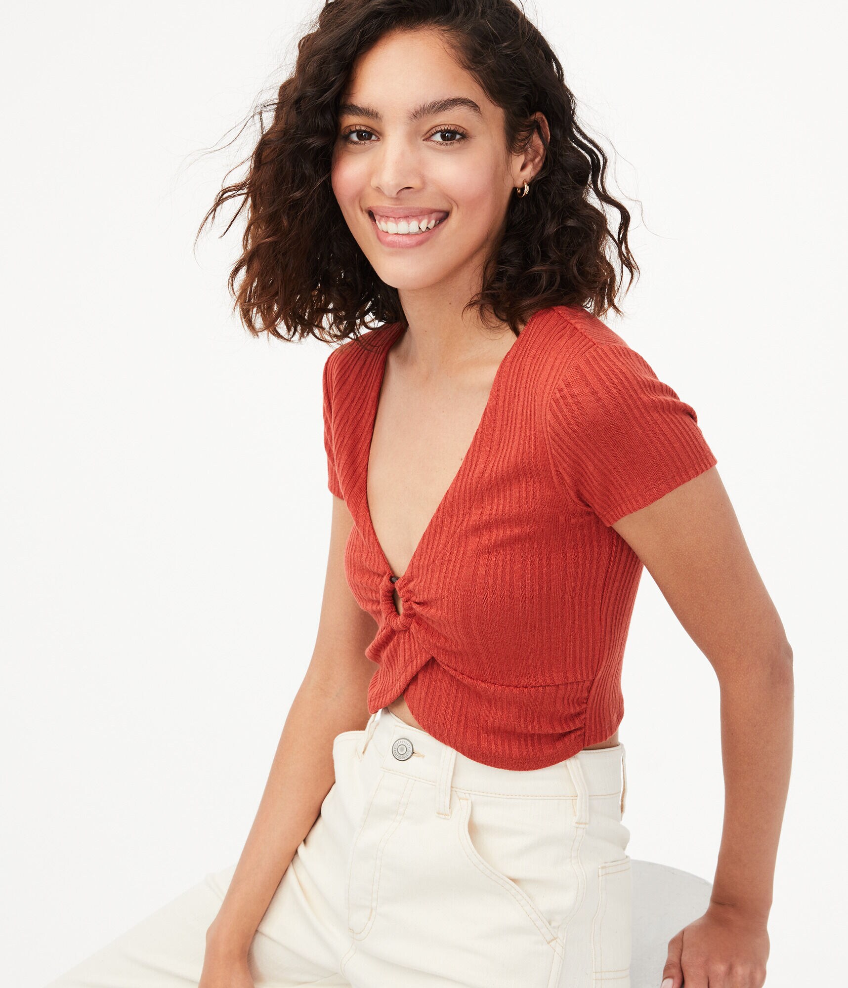 Ribbed ORing Crop Top
