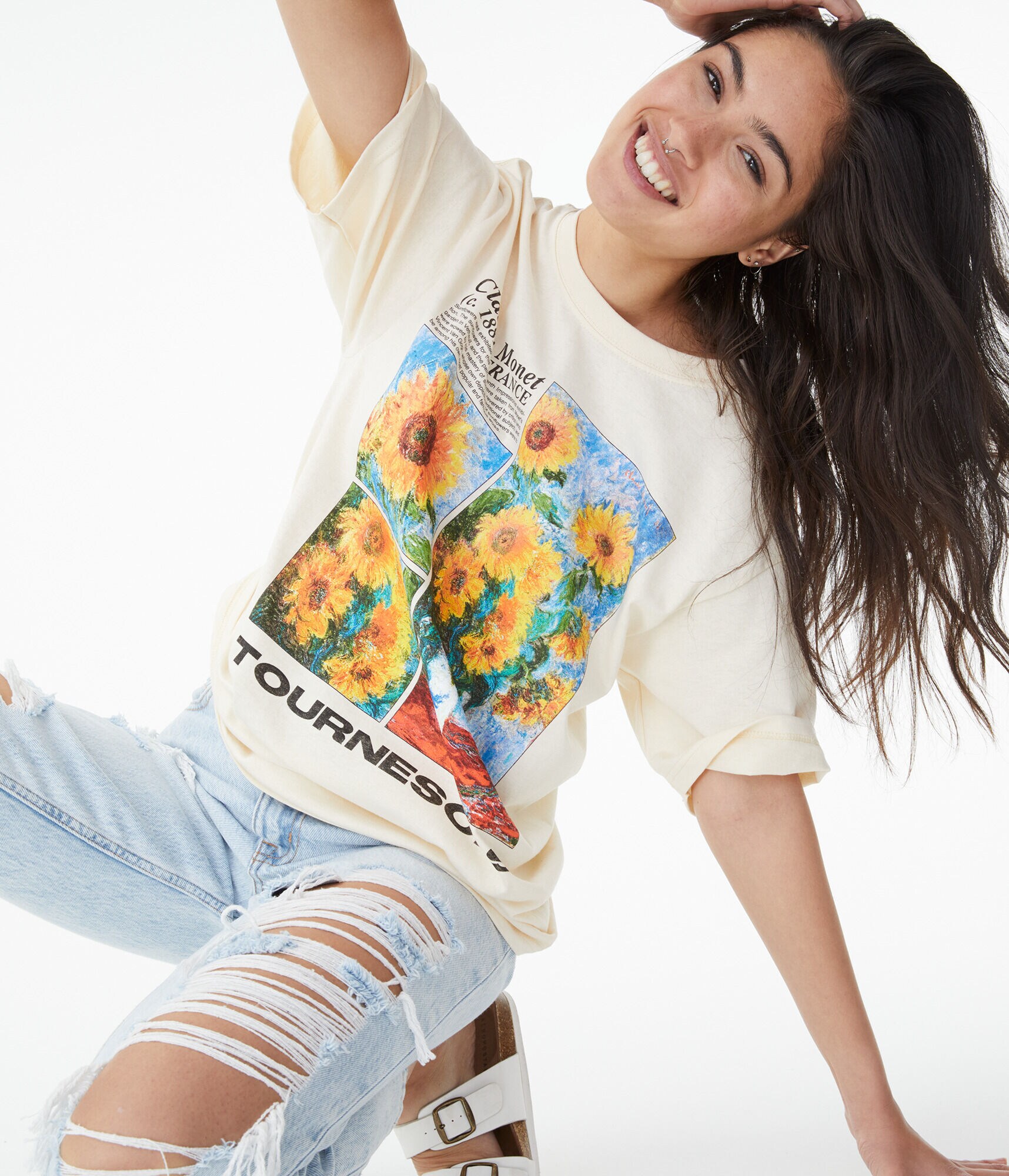 Monet's Sunflowers Boyfriend Graphic Tee