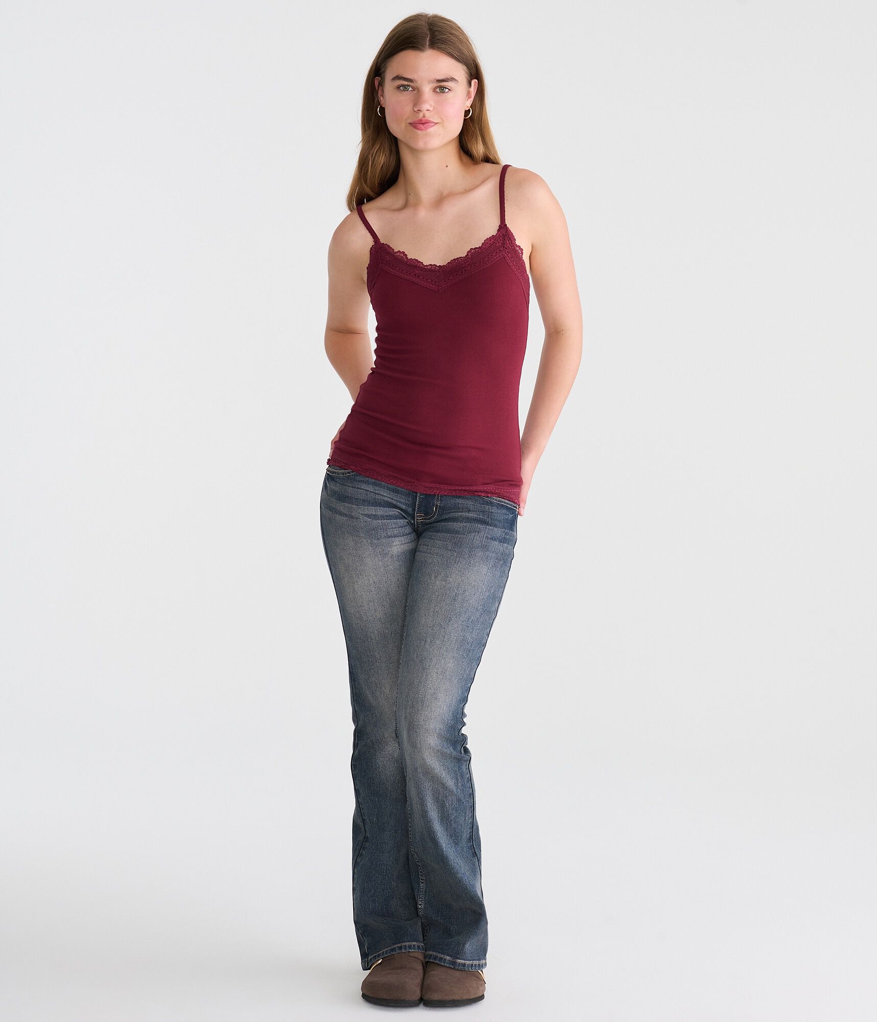 Y2K Lace-Trim Scoop-Neck Cami