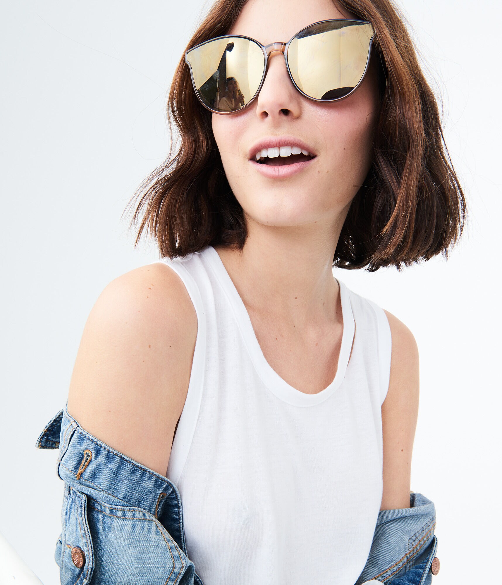 Mirrored Flat-Lens Sunglasses