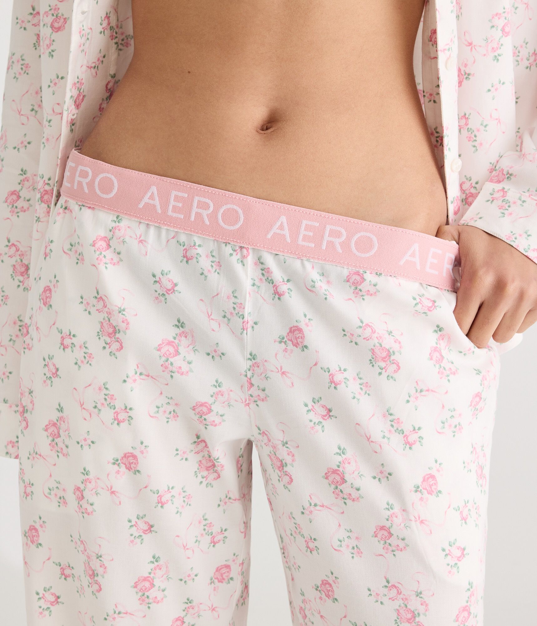 Floral Bow Woven Sleep Pants