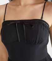 Solid Strapless Lace-Trim Fit & Flare Dress