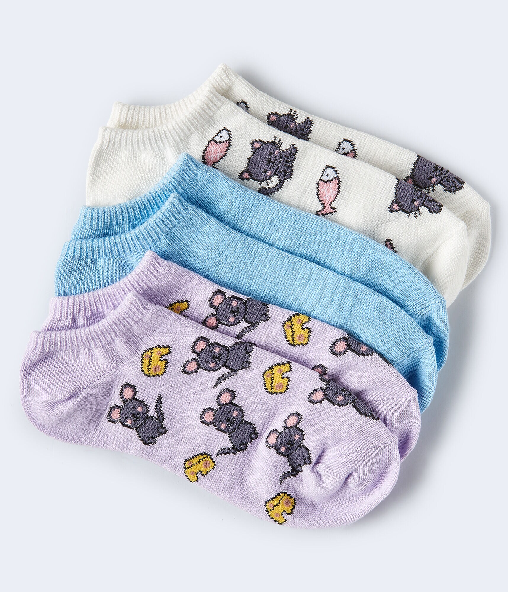 Cat &amp; Mouse Ankle Sock 3-Pack