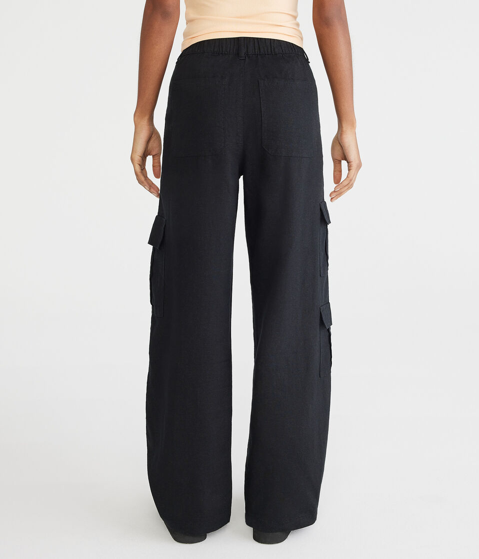 Linen Wide Leg Cargo Pants