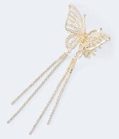 Rhinestone Butterfly Dangling Claw Hair Clip