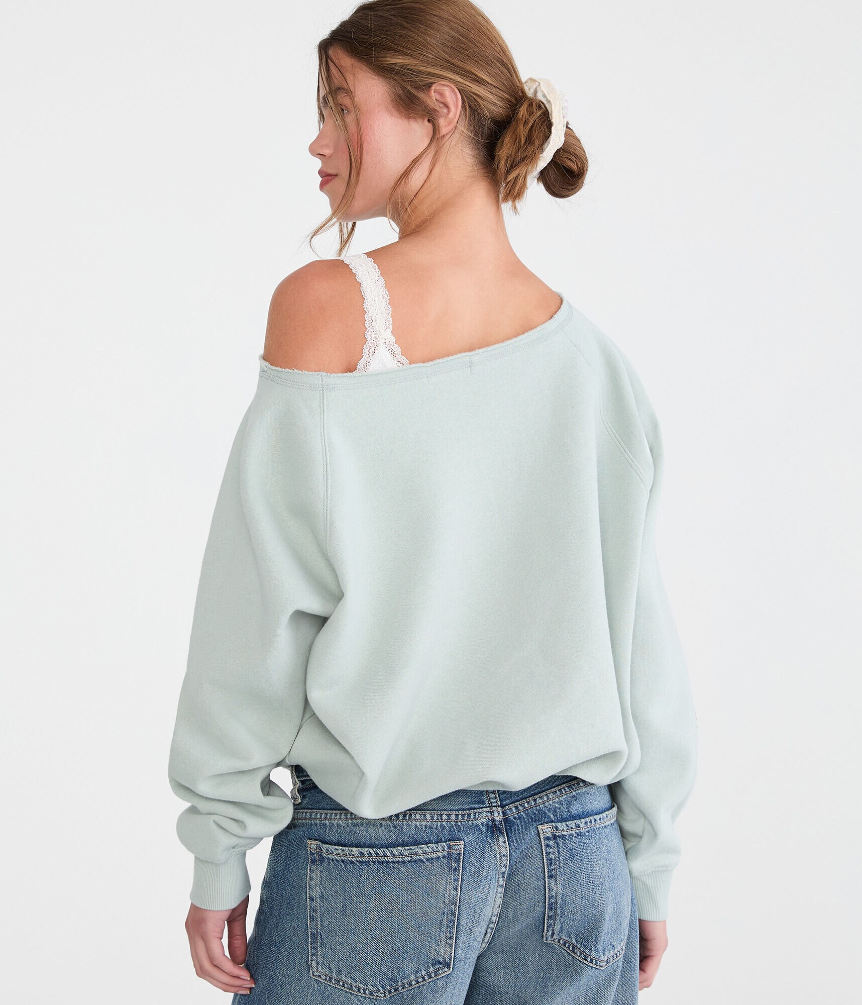 Cloud Soft Slash-Neck Bubble Sweatshirt