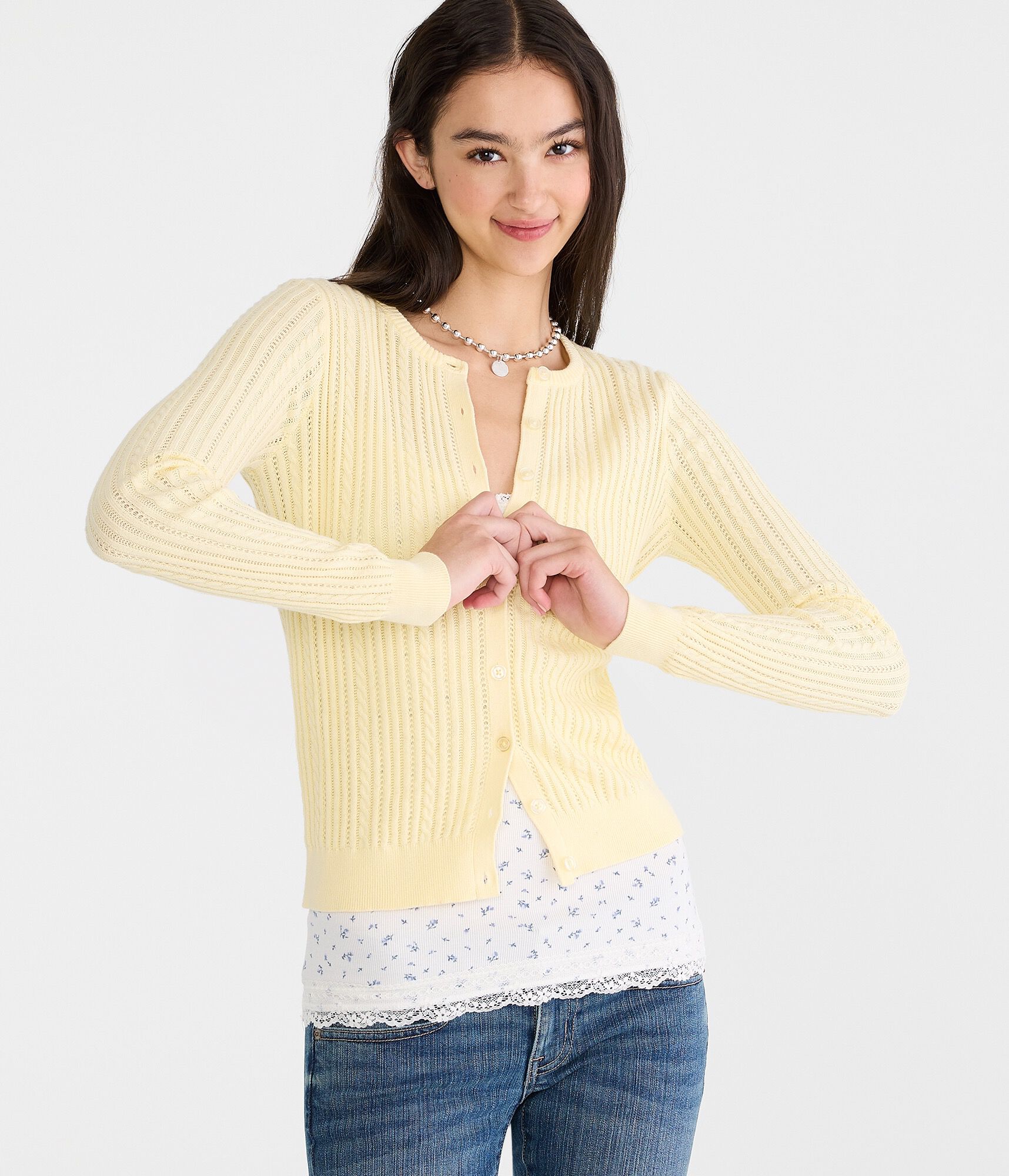 Ribbed Crew Cardigan