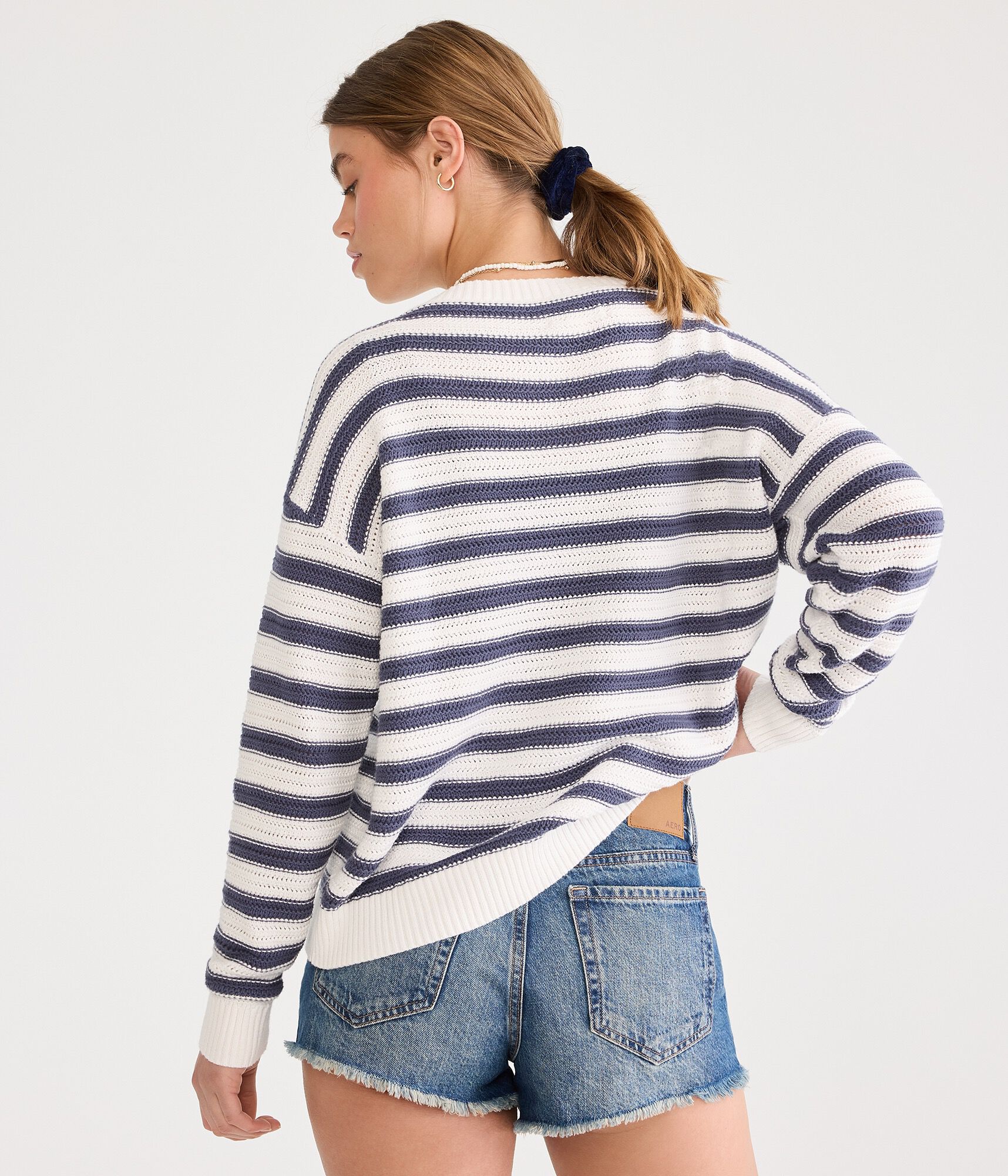 Striped Slouchy Crew Sweater