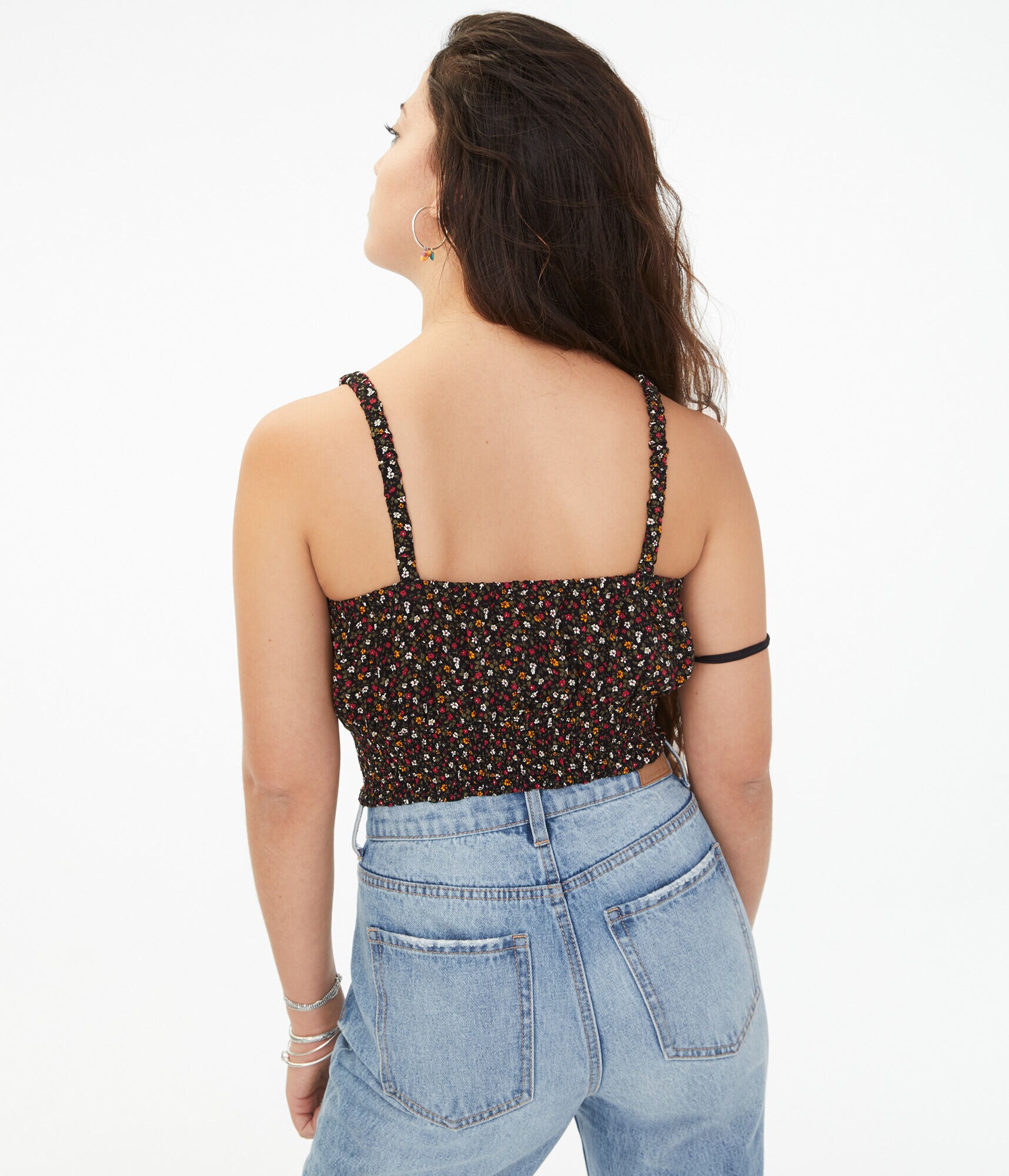 Floral Smocked Cropped Tank