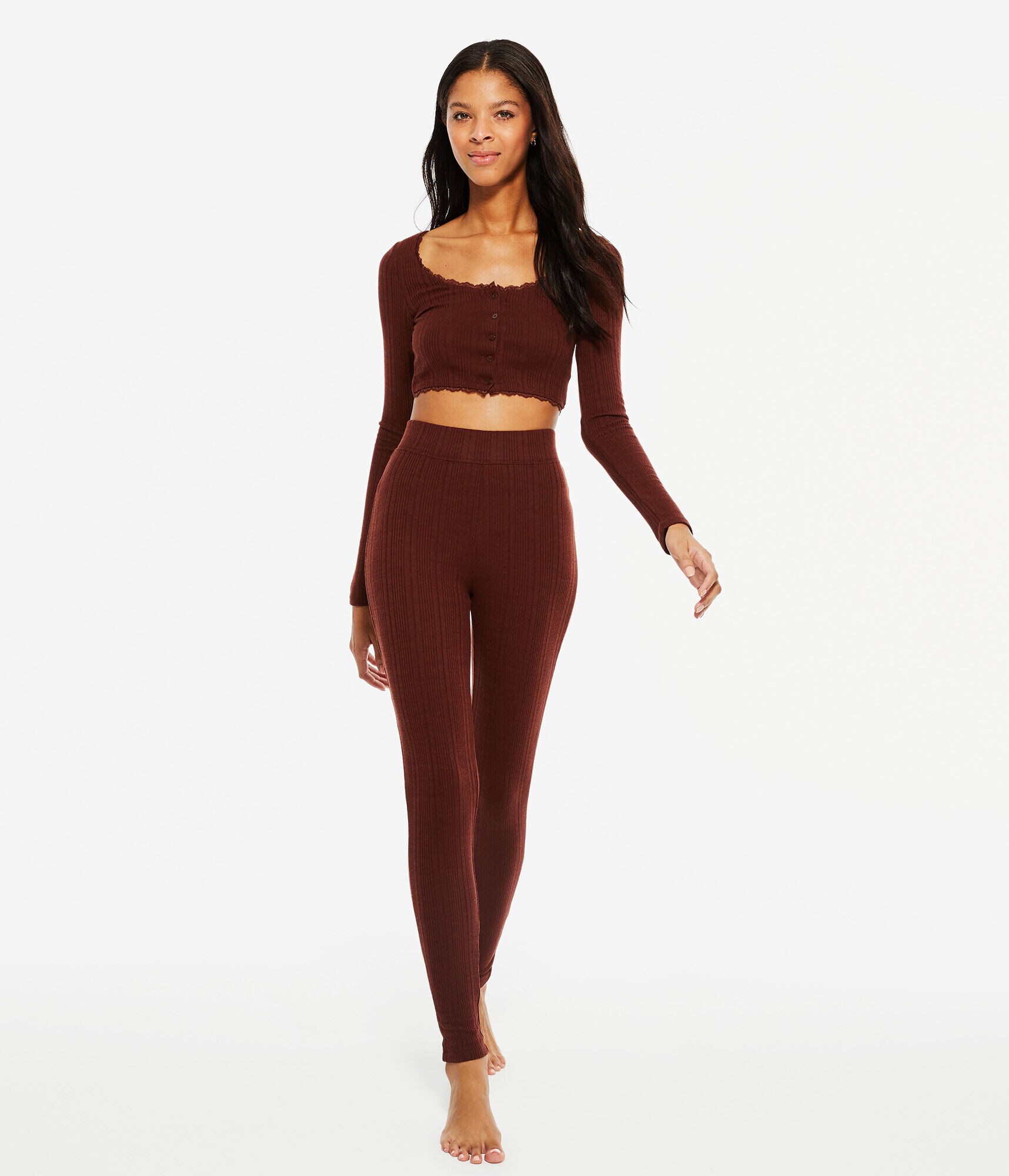 High-Rise Ribbed Sleep Leggings