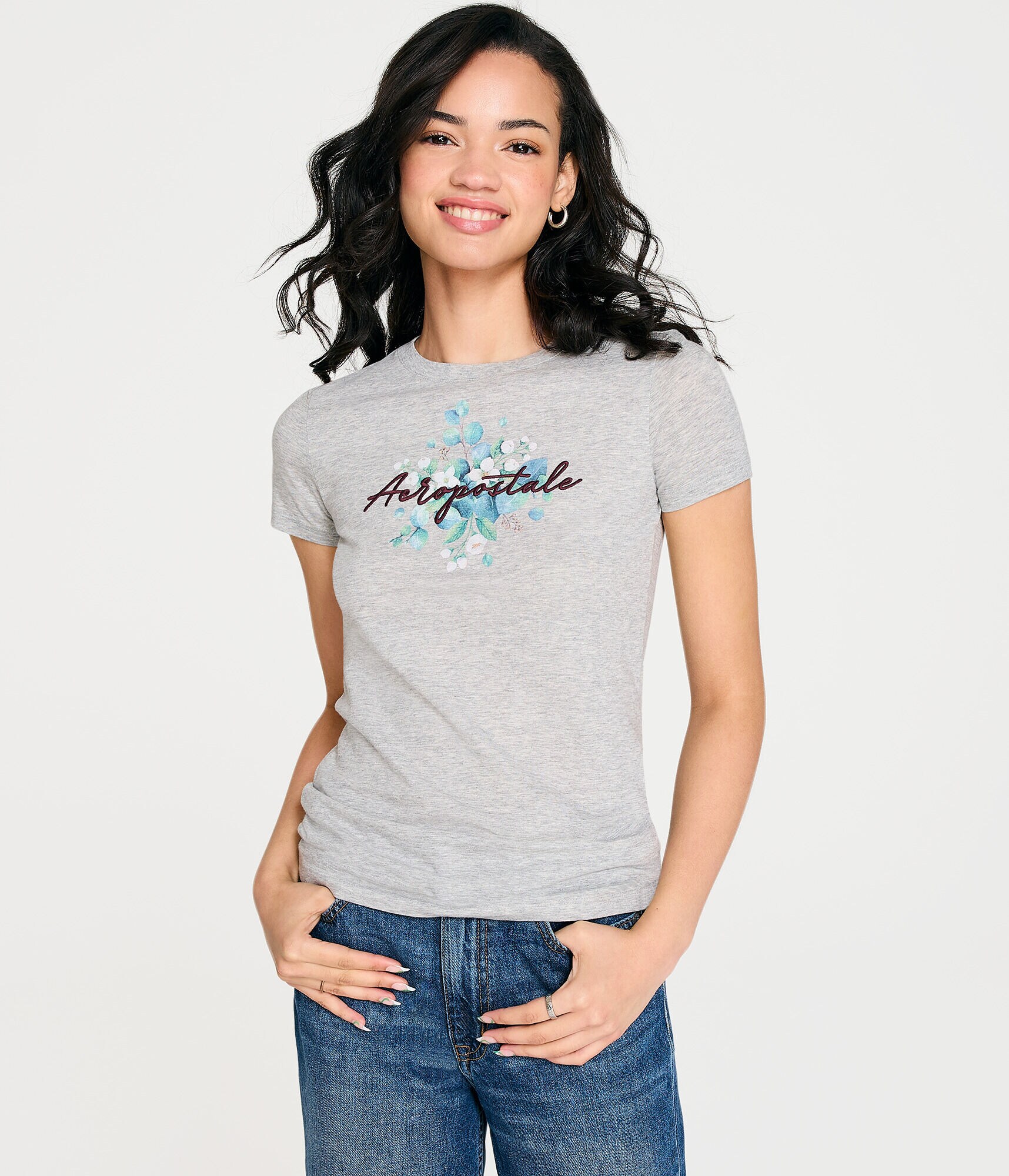 Aeropostale Watercolor Floral Graphic Tee
