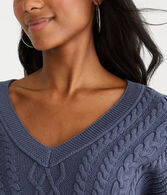 Slouchy Cable V-Neck Sweater
