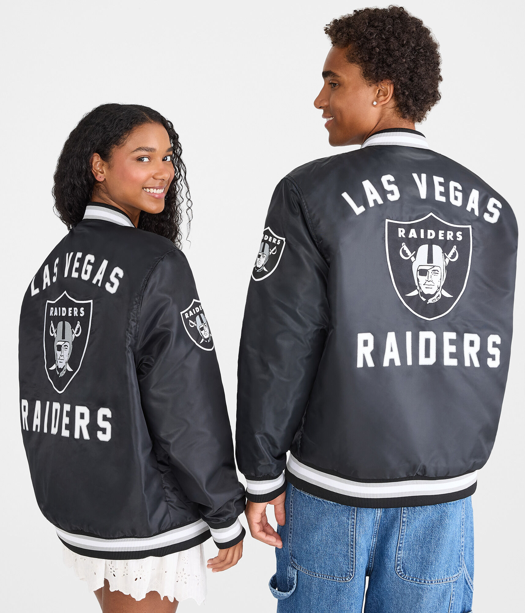 Las Vegas Raiders Satin Bomber Jacket