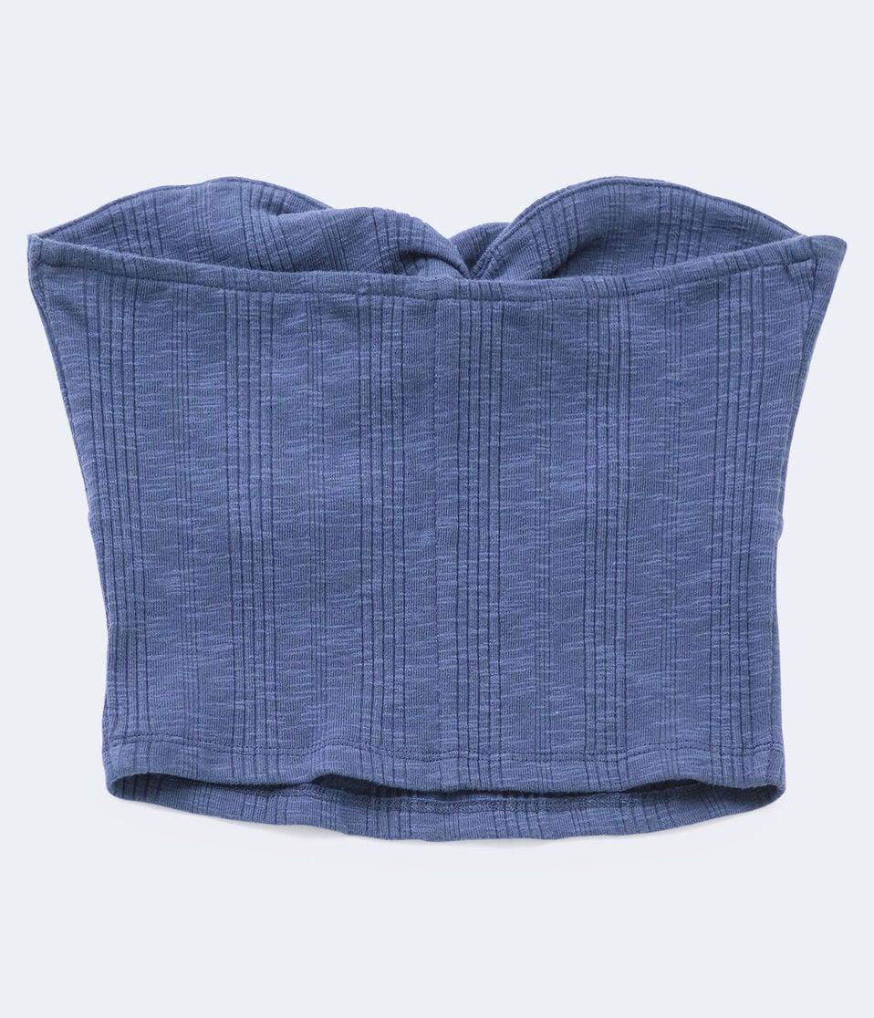 Twist Rib-Knit Cropped Tube Top