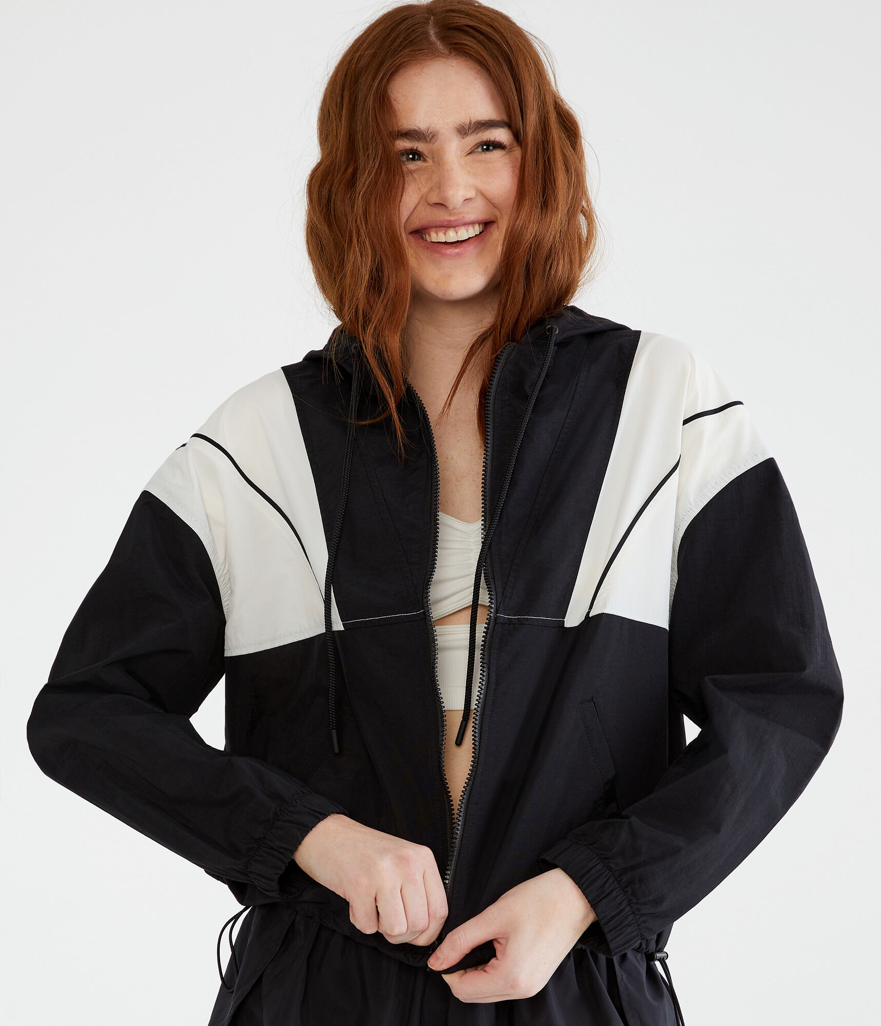 Colorblock Hooded Windbreaker Jacket