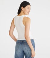 Bow High-Neck Cropped Graphic Waffle Tank