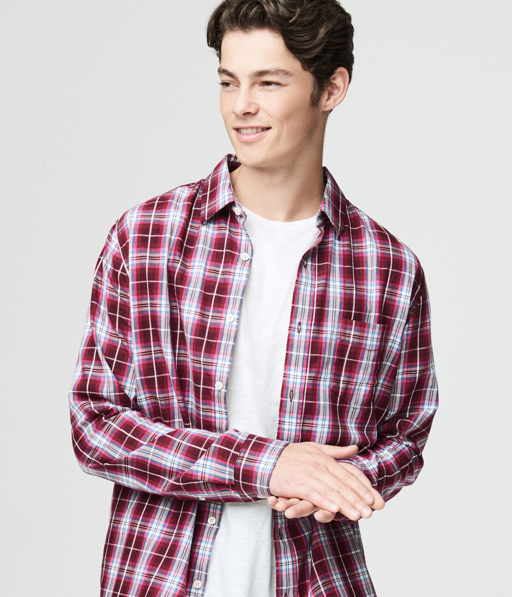 Long Sleeve Plaid Woven Shirt