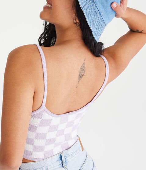 Checkered Cropped Sweater Cami Checkered Cropped Sweater Cami