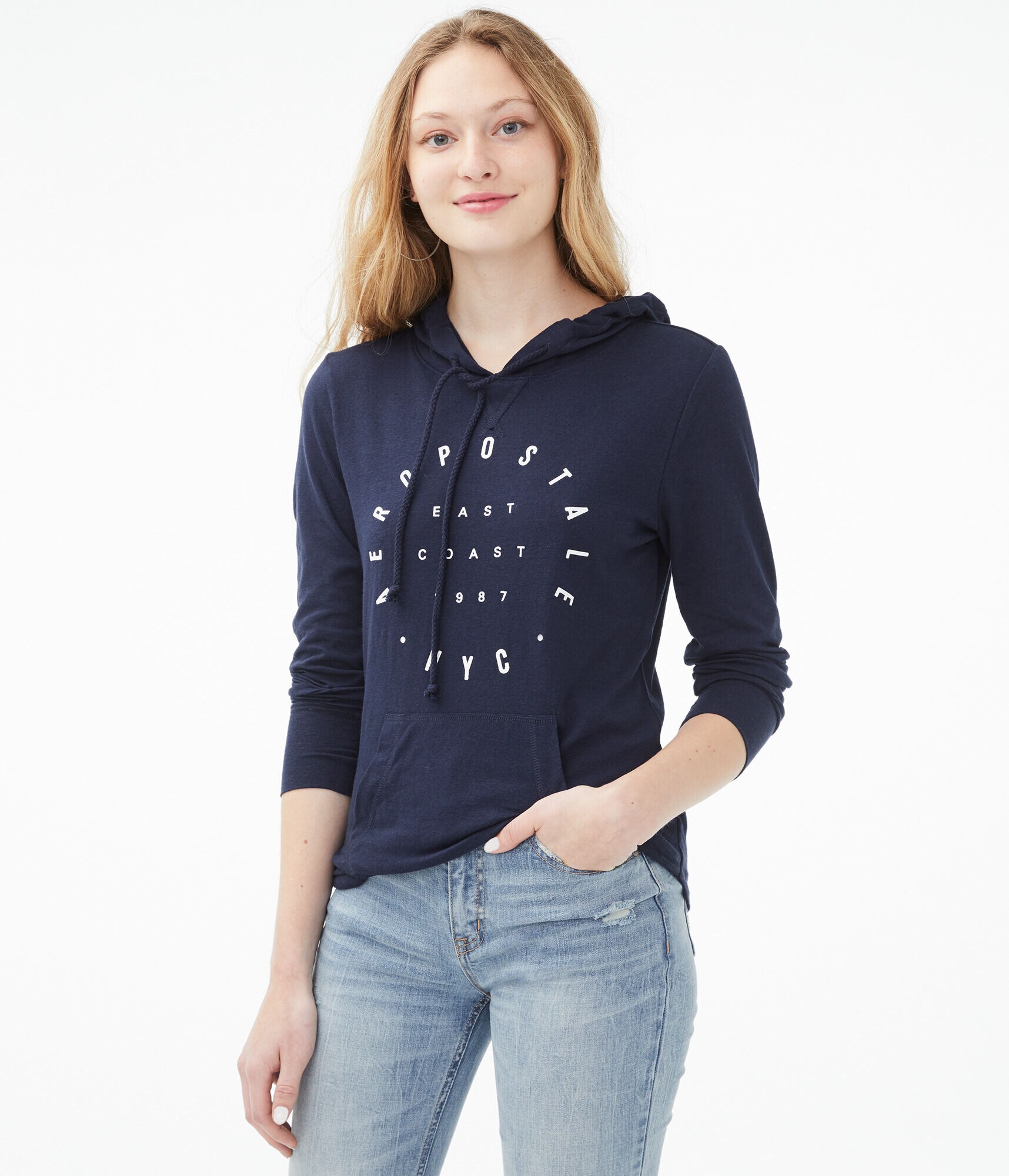 Long Sleeve Aeropostale NYC Circle Hooded Tee***