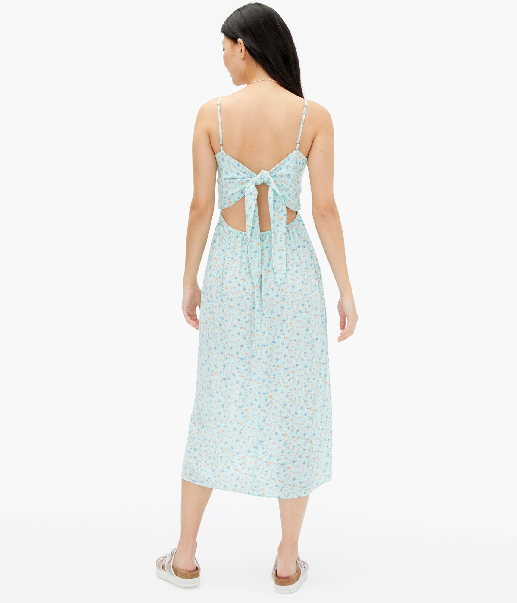 Floral Square-Neck Smocked Midi Dress