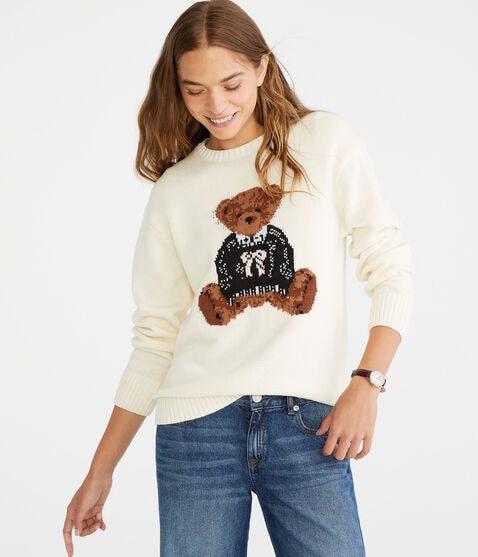 Teddy Bear Oversized Crew Sweater
