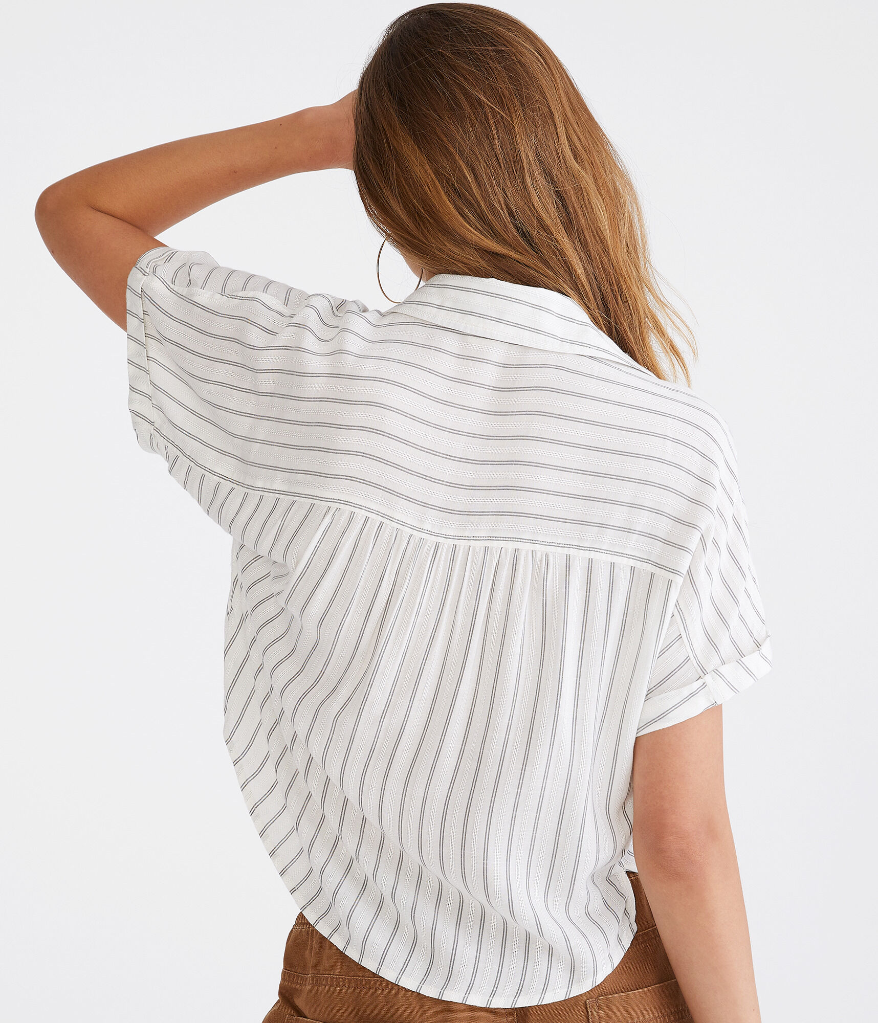 OVY StripeOpenCollarShortSleeveShirt即日発送 a28b133ceb90939887782fd2b78647