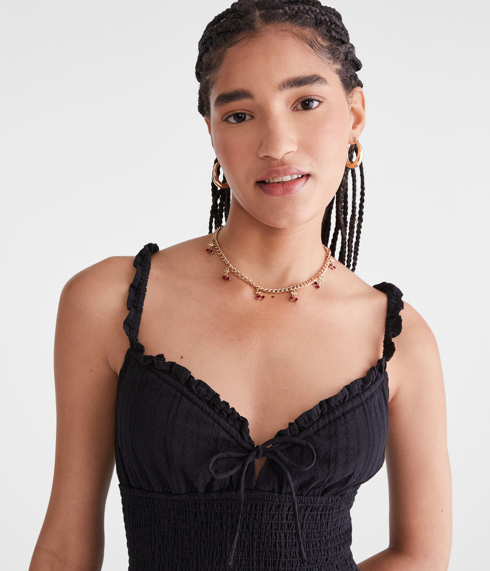 Solid V-Neck Smocked Fit &amp; Flare Dress