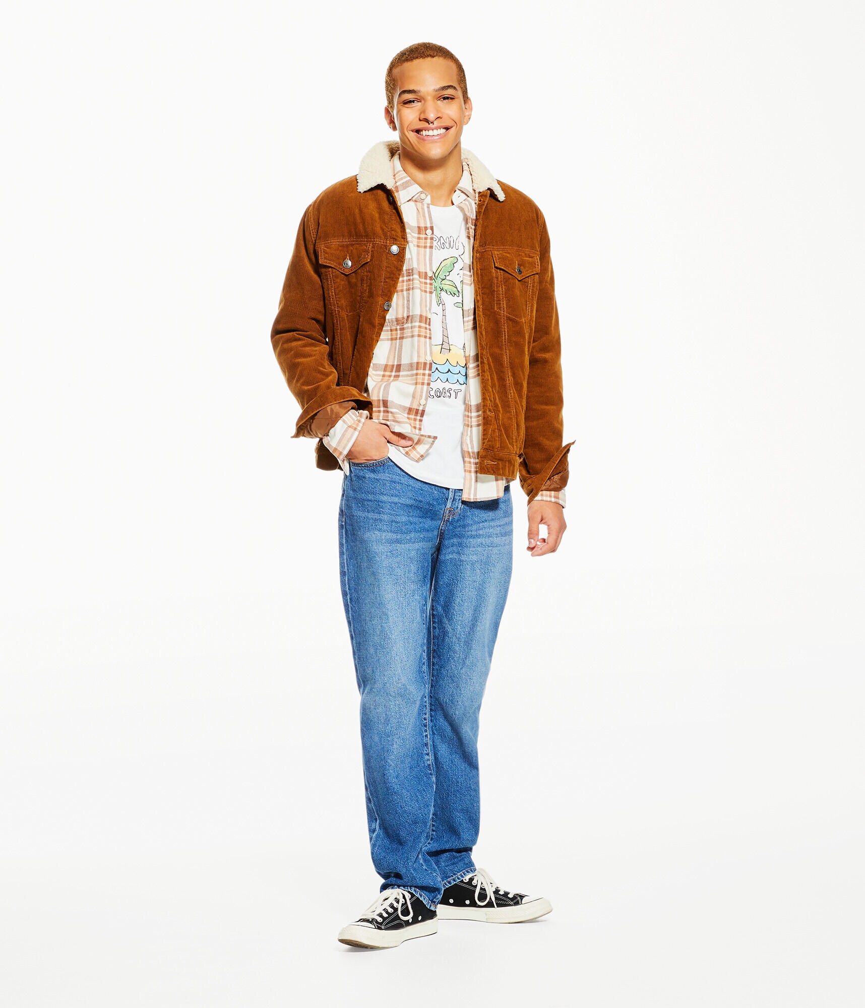 Long Sleeve Relaxed Washed Plaid Flannel Shirt