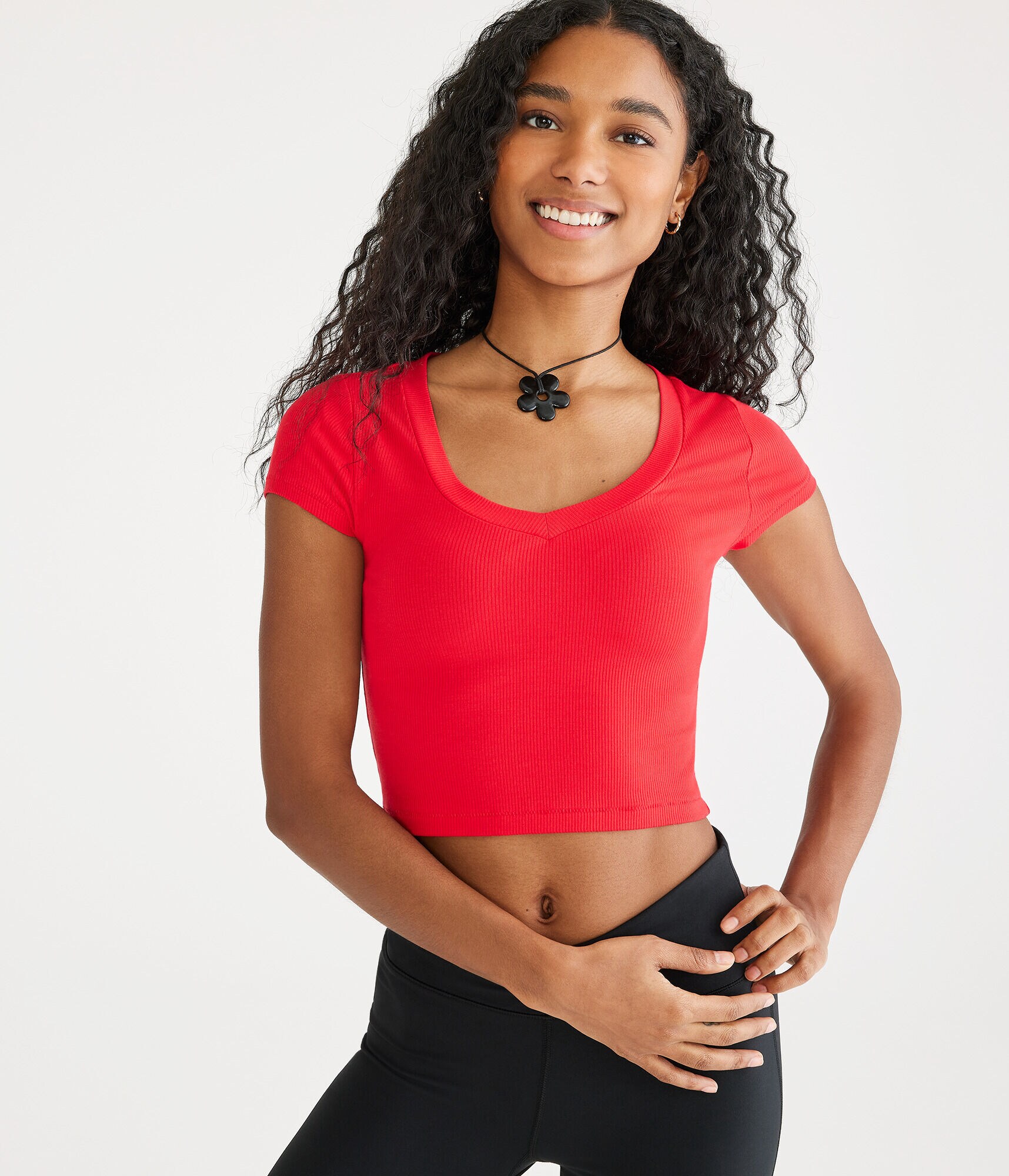 Seriously Soft Ribbed V-Neck Baby Tee