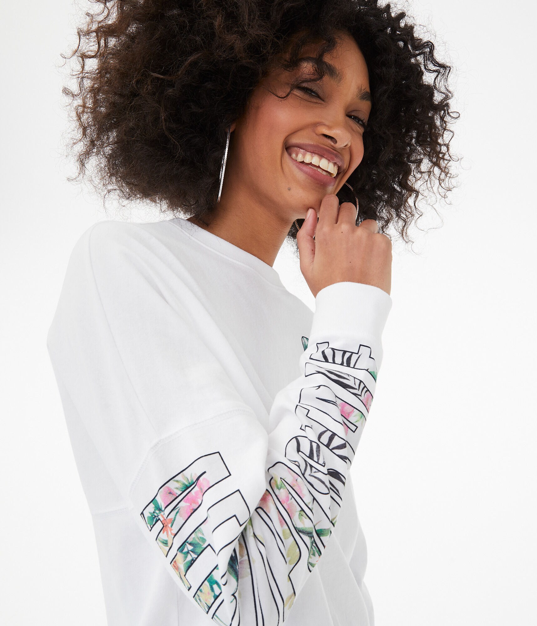 Long Sleeve Floral Aeropostale CA Oversized Graphic Tee