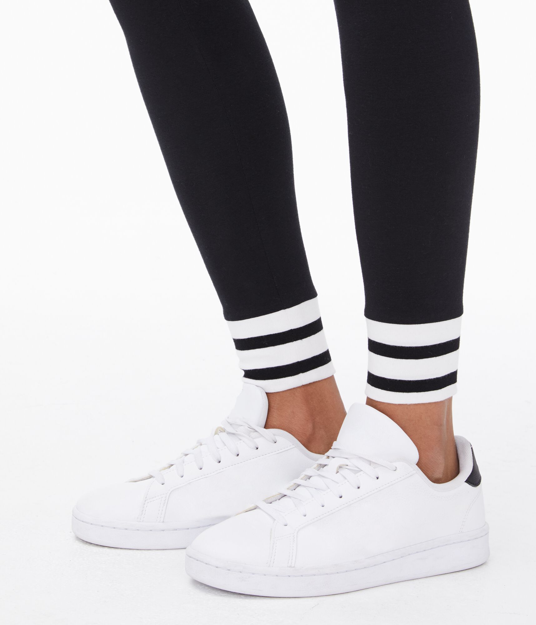 Striped-Cuff Leggings