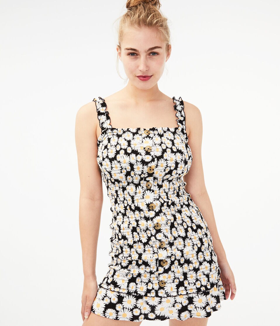 Floral Square-Neck Smocked Bodycon Dress Floral Square-Neck Smocked Bodycon Dress