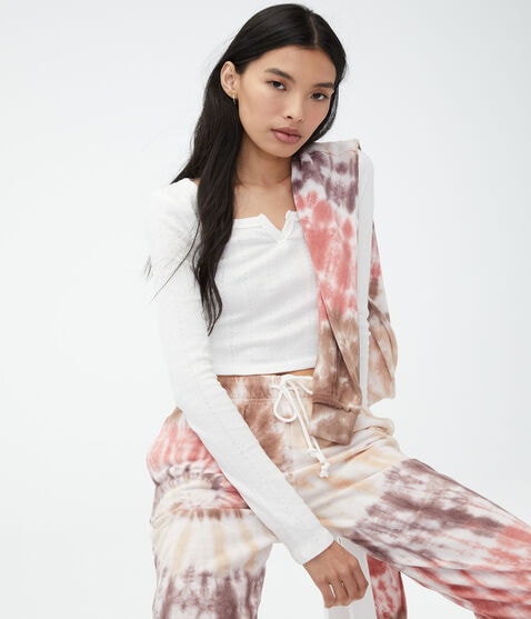 Long Sleeve Notch-Neck Cropped Shrunken Tee Long Sleeve Notch-Neck Cropped Shrunken Tee