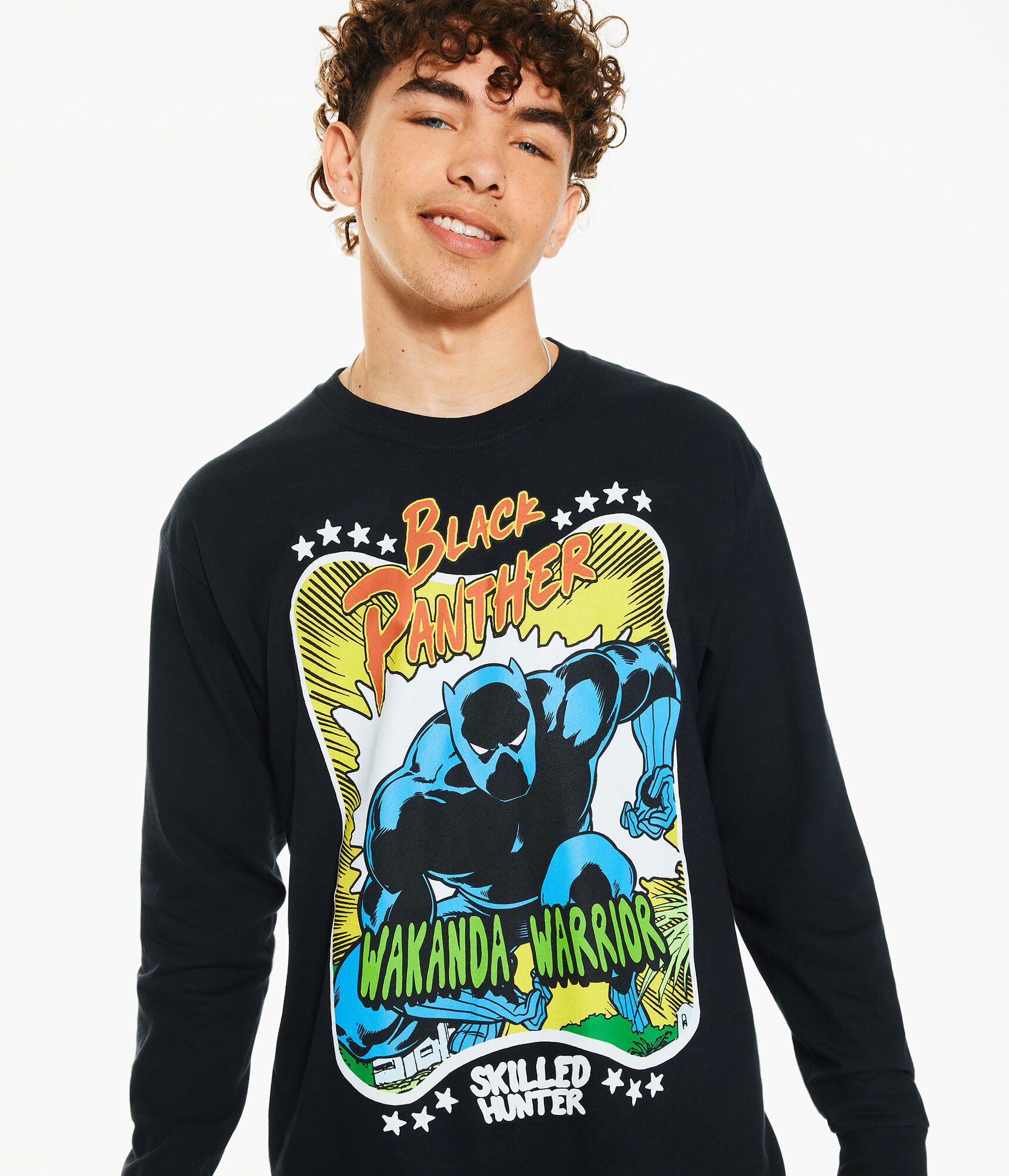 Long Sleeve Black Panther Wakanda Warrior Graphic Tee
