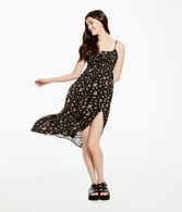 Floral Notch-Neck Midi Dress
