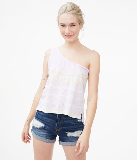 Tie-Dye One-Shoulder Cropped Muscle Tank*** Tie-Dye One-Shoulder Cropped Muscle Tank***
