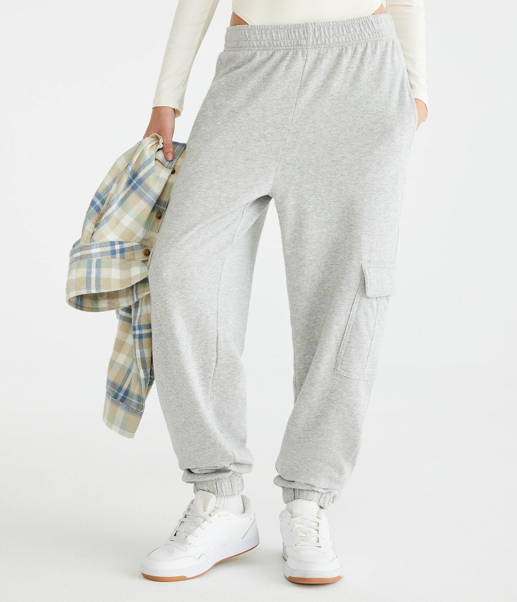 Slouchy Mid-Rise Cargo Sweatpants