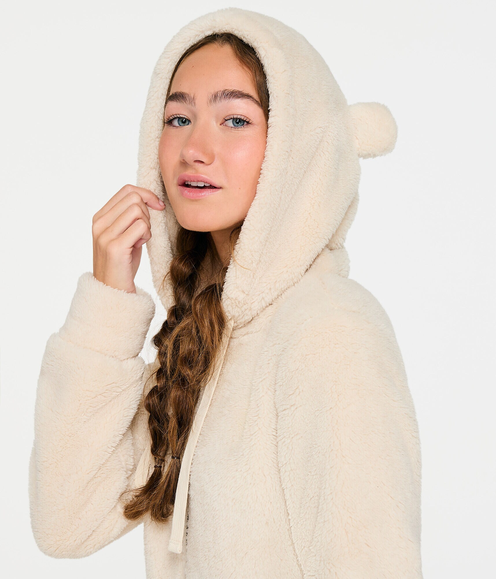 Long Sleeve Teddy Bear Fleece Sleep Romper