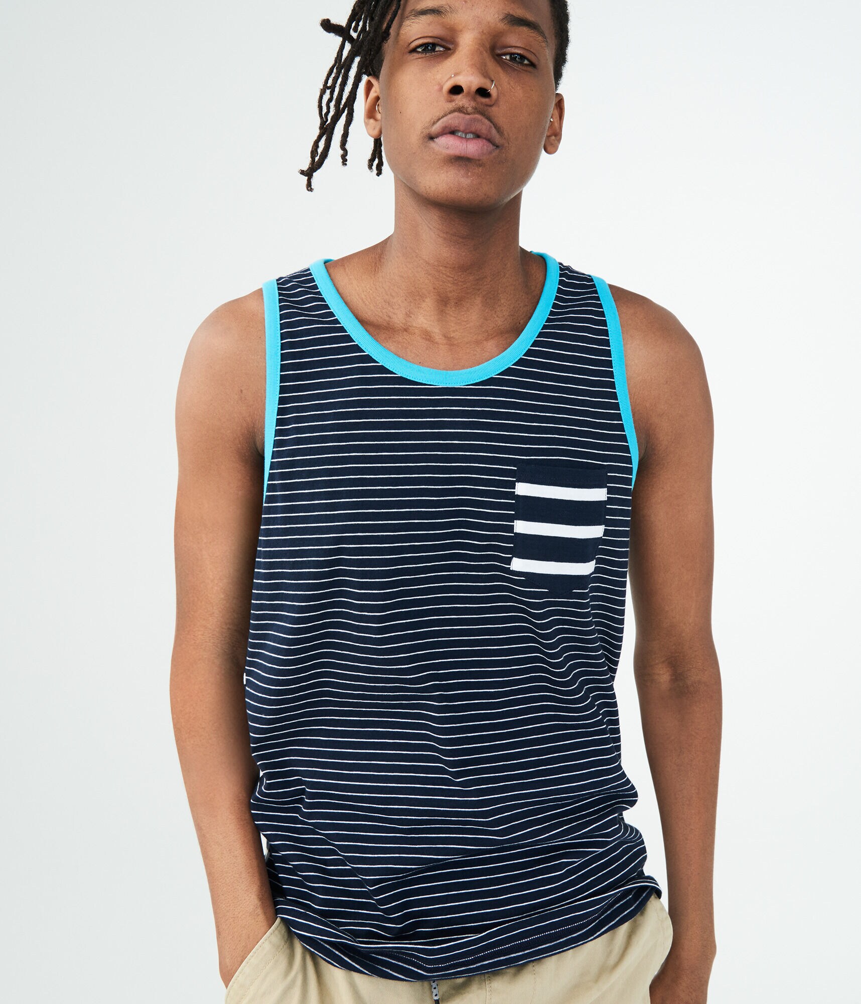 Nautical Stripe Pocket Tank