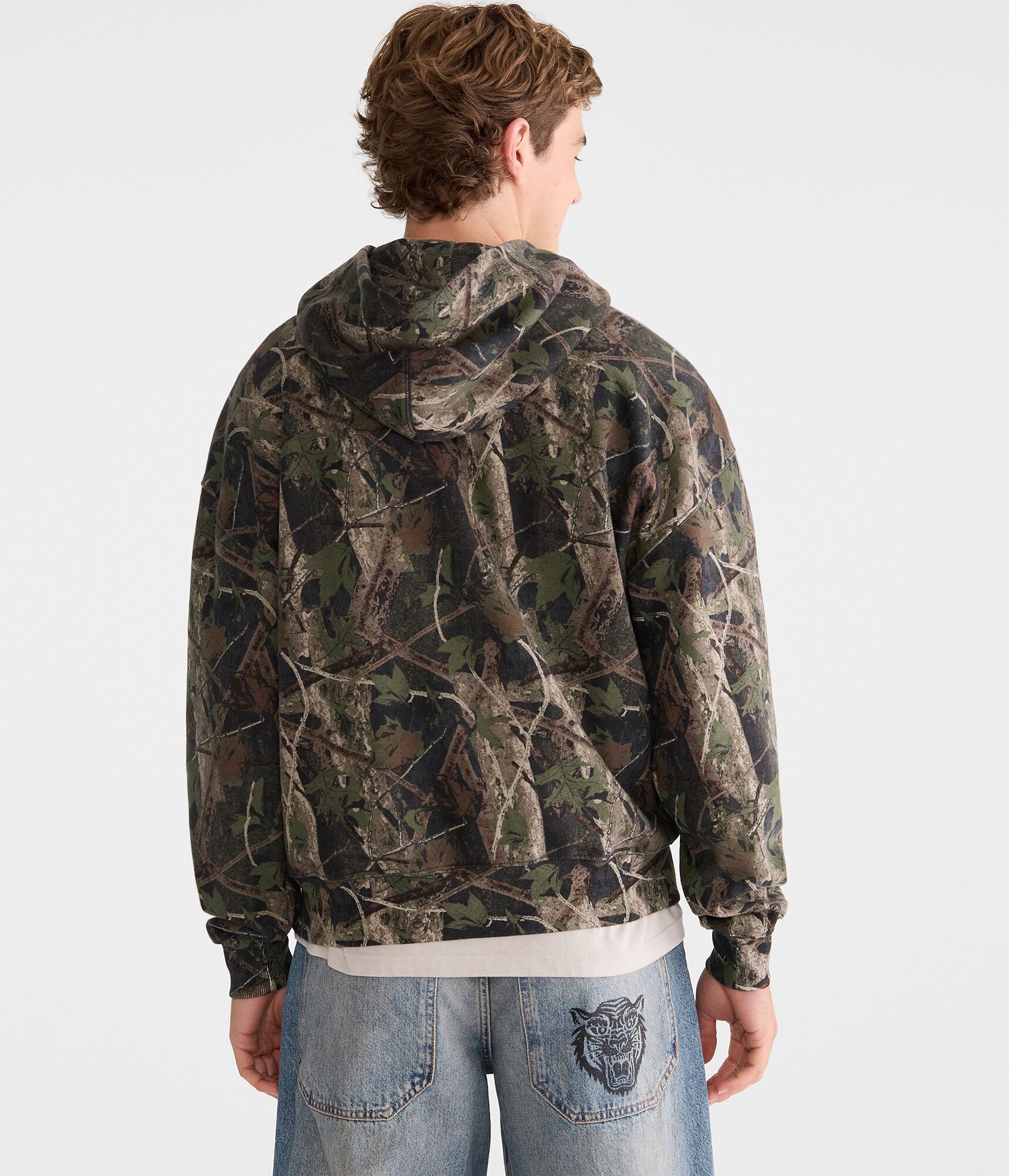 Cloud Soft Forest Camo Boxy Pullover Hoodie