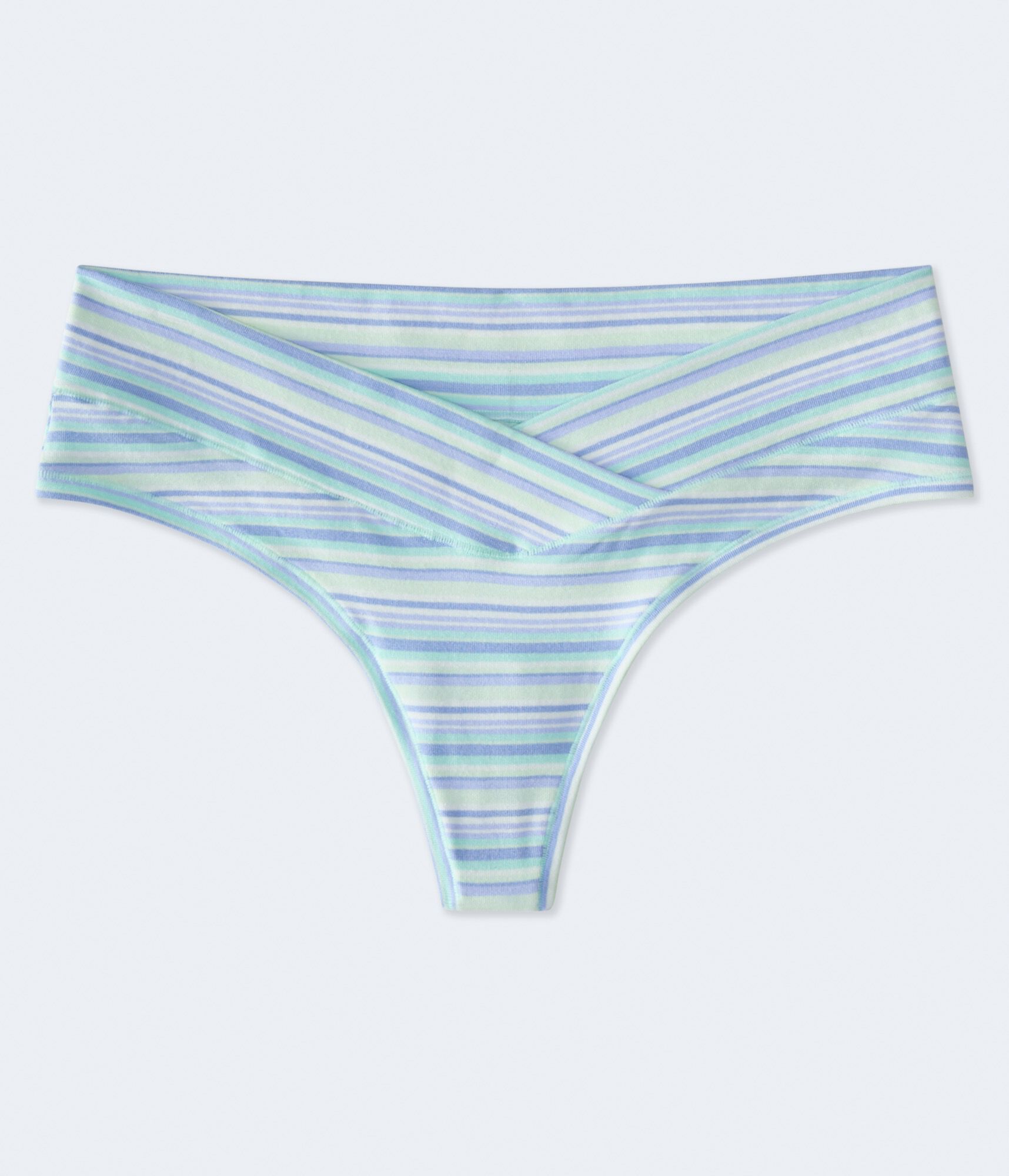Striped Low-Rise Crossover Thong