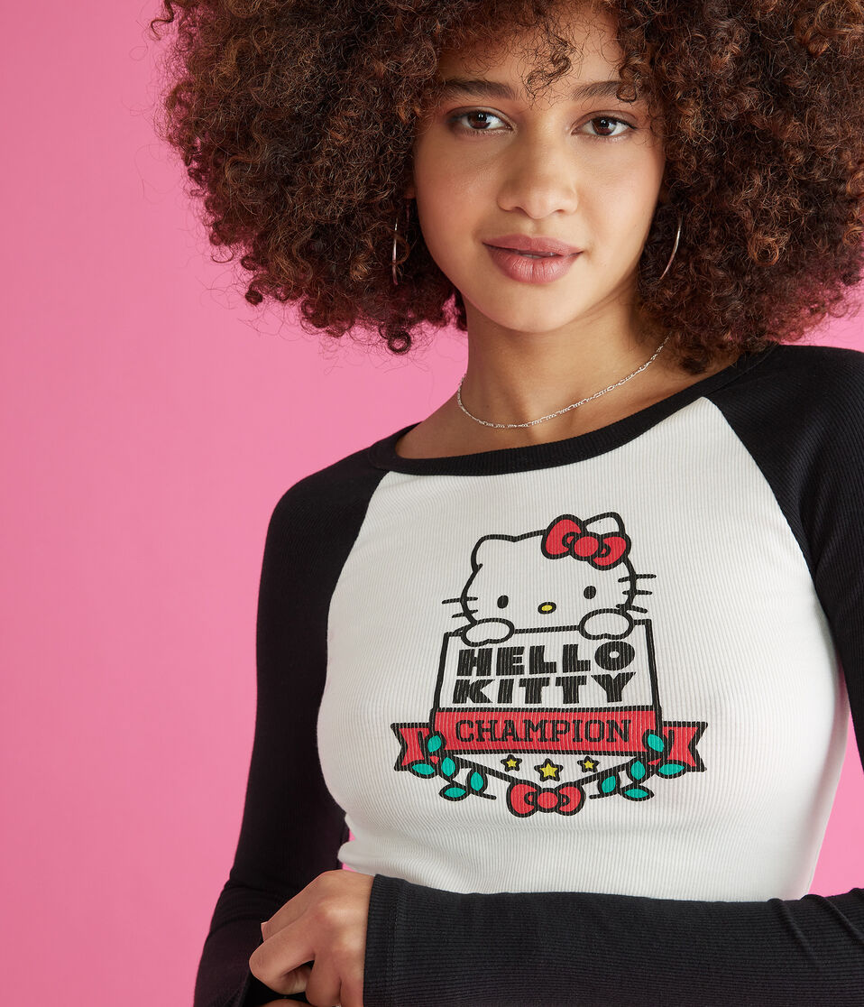 Hello Kitty Long Sleeve Cropped Raglan Tee
