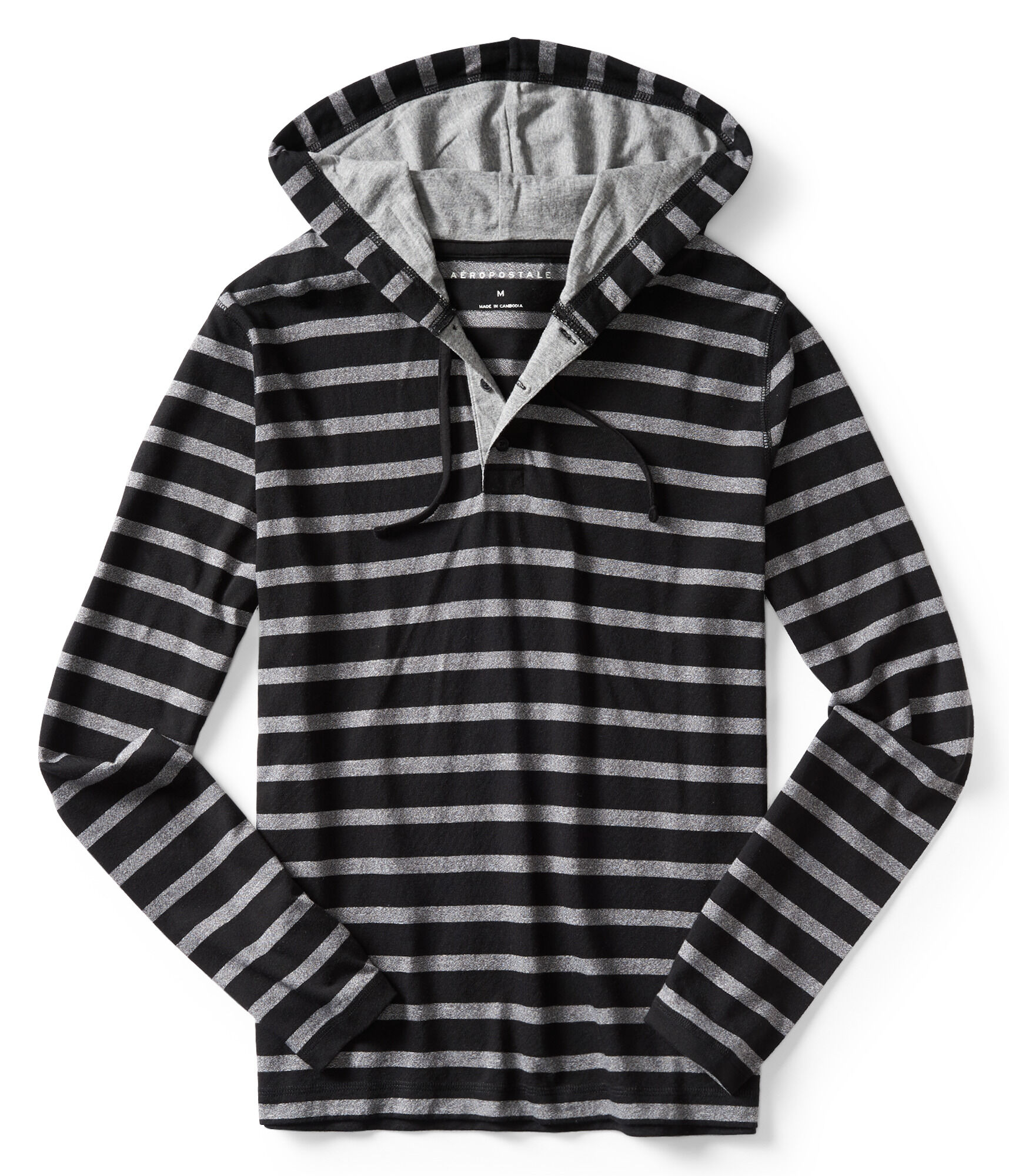 Final Sale - Long Sleeve Striped Hooded Henley