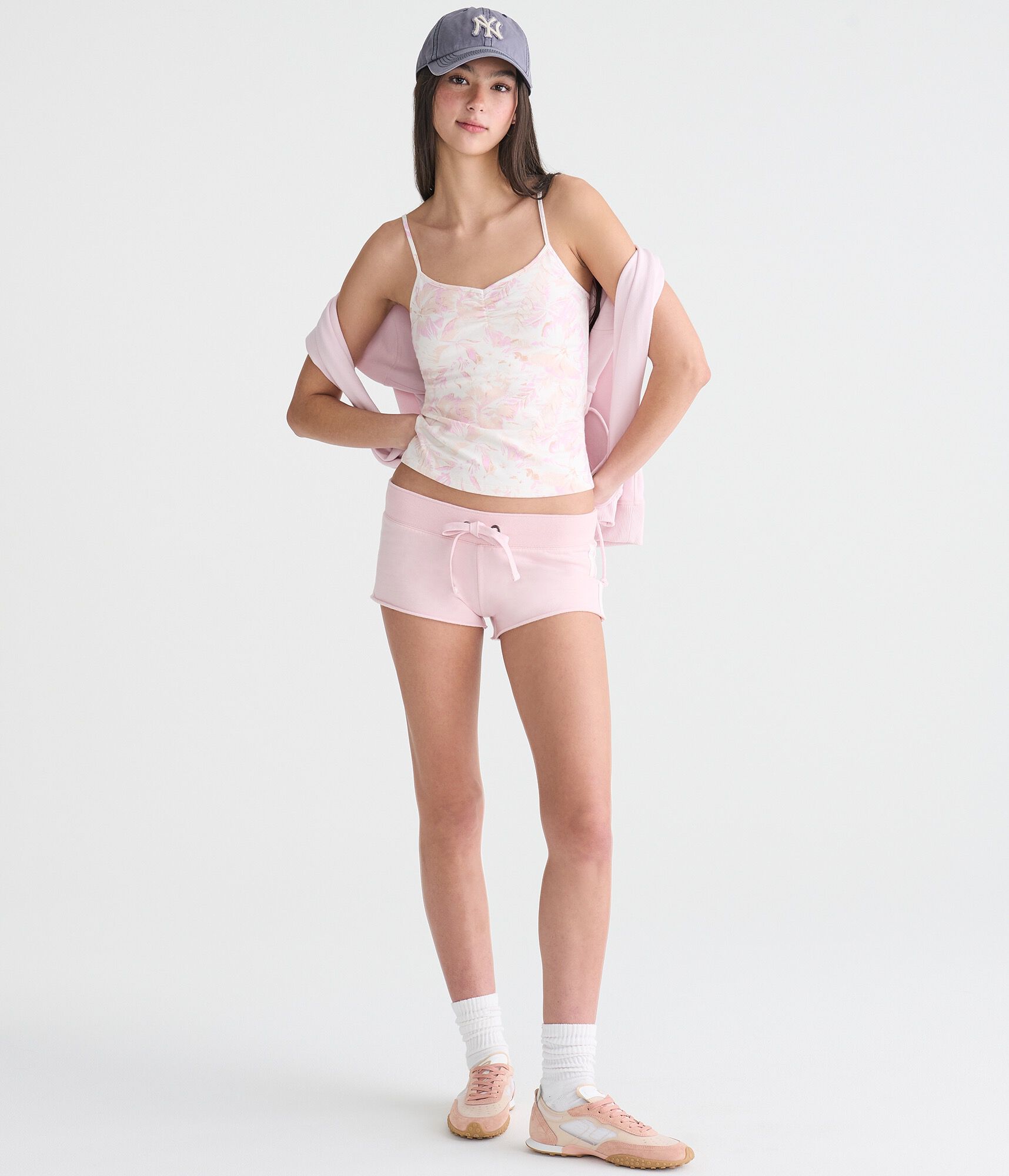 Aeropostale Striped Heritage Low-Rise Fleece Shorts