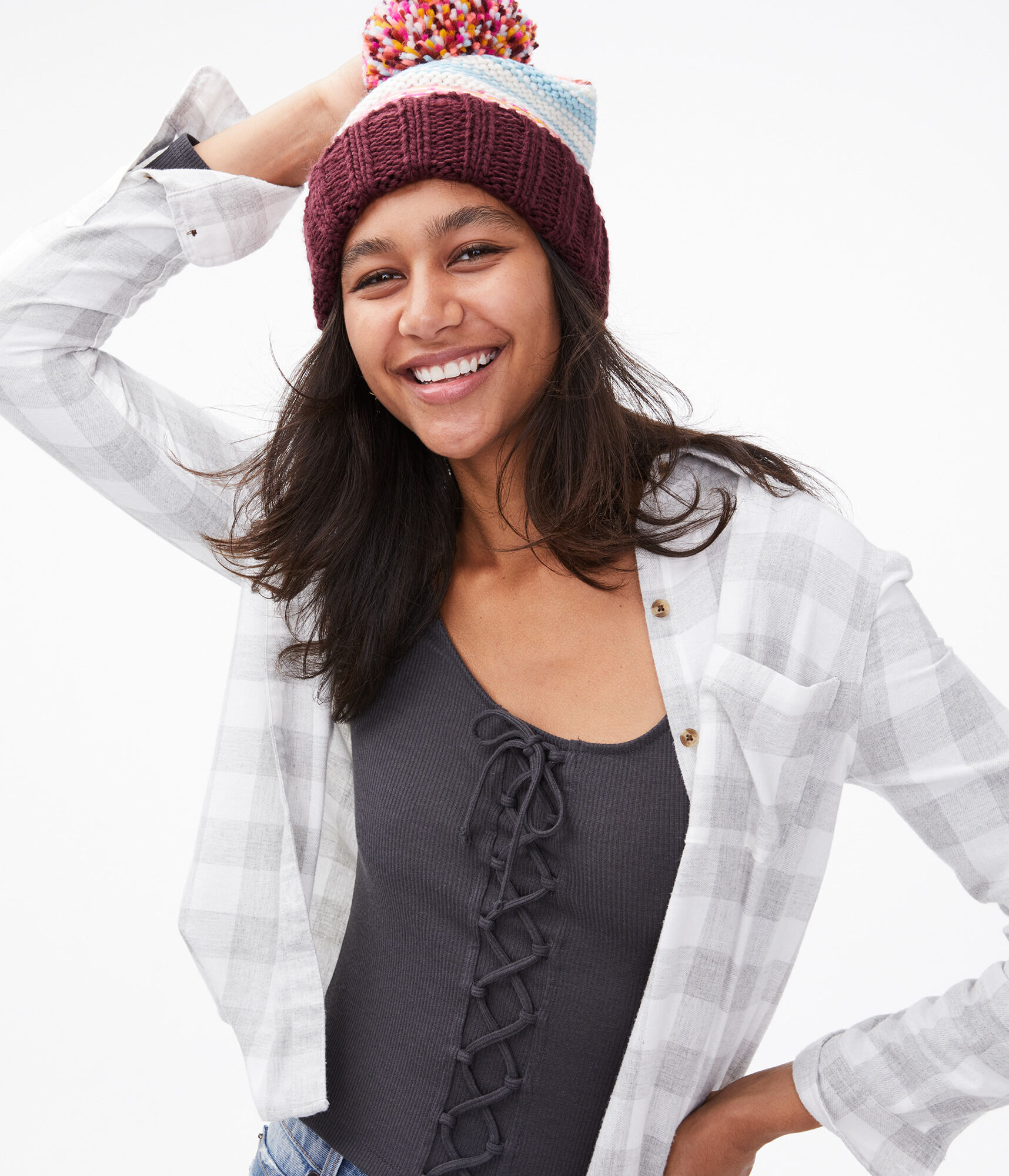 Long Sleeve Lace-Up Bodycon Top