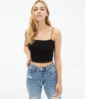 Seriously Soft Lace-Trim Cropped Bungee Cami