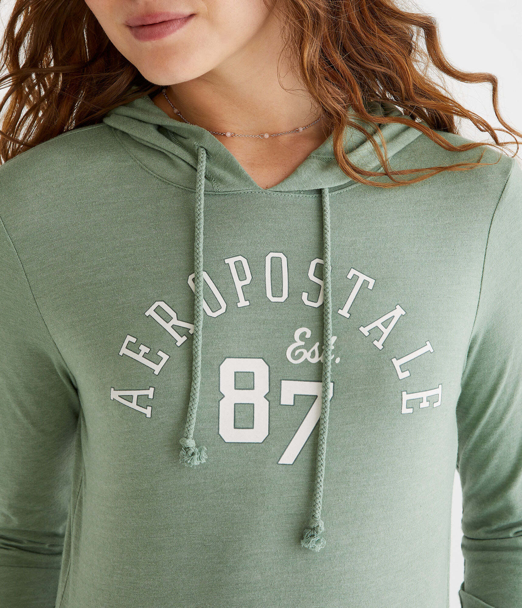 Long Sleeve Aeropostale 87 Hooded Graphic Tee