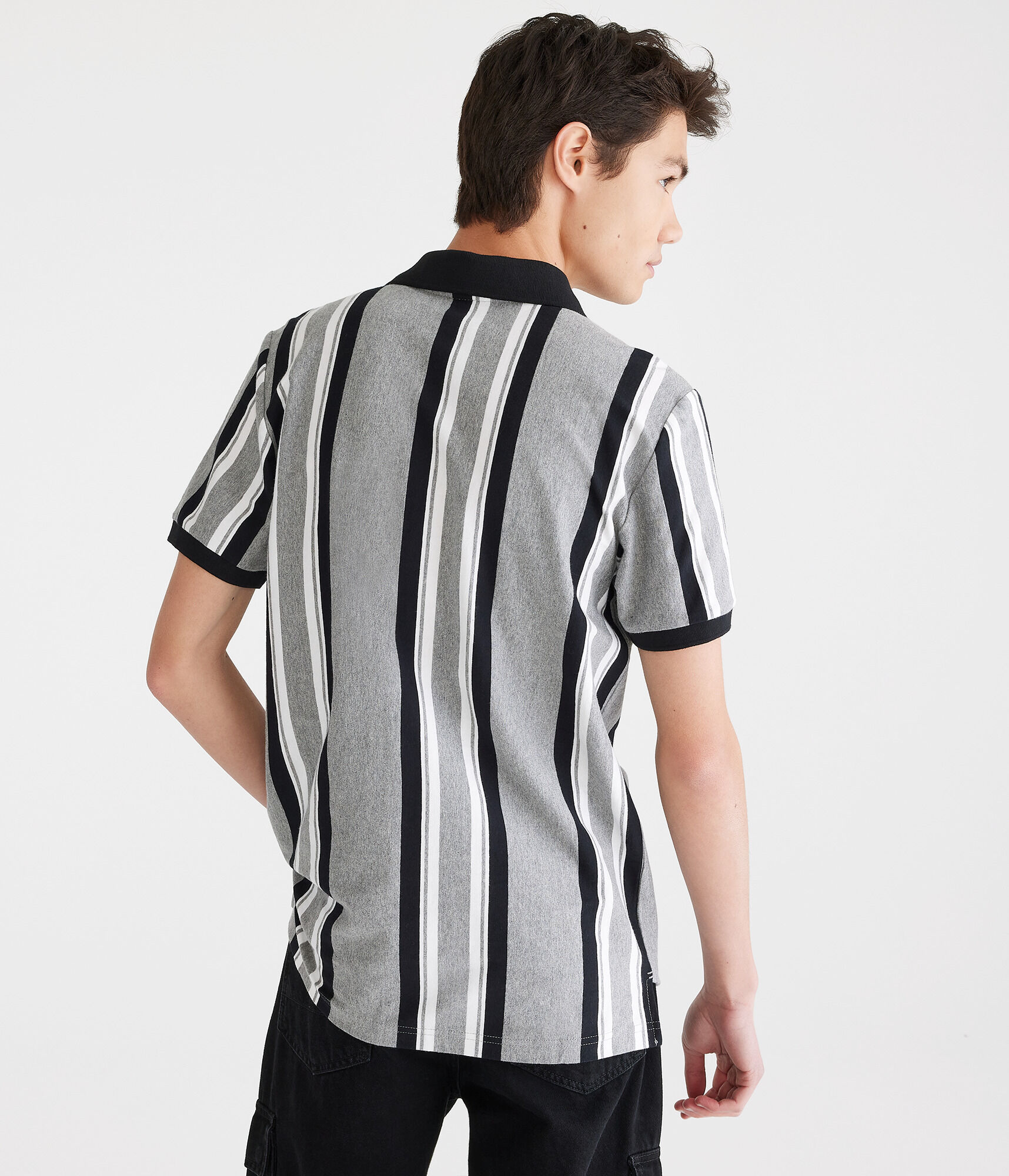 Vertical Stripe Jersey Polo