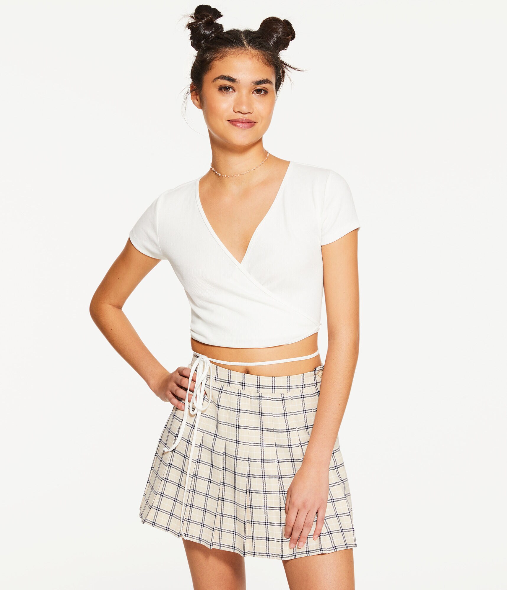 Surplice Tie-Front Crop Top