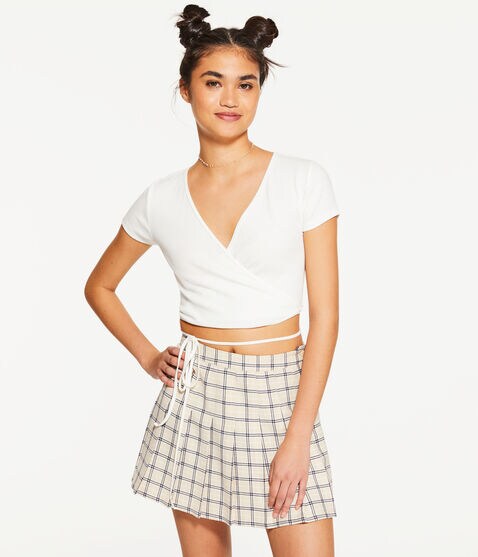 Surplice Tie-Front Crop Top Surplice Tie-Front Crop Top